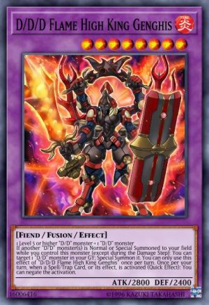 D/D/D Flame High King Genghis - (2019 Gold Sarcophagus Tin Mega Pack) - (MP19-EN229) - (Super Rare)